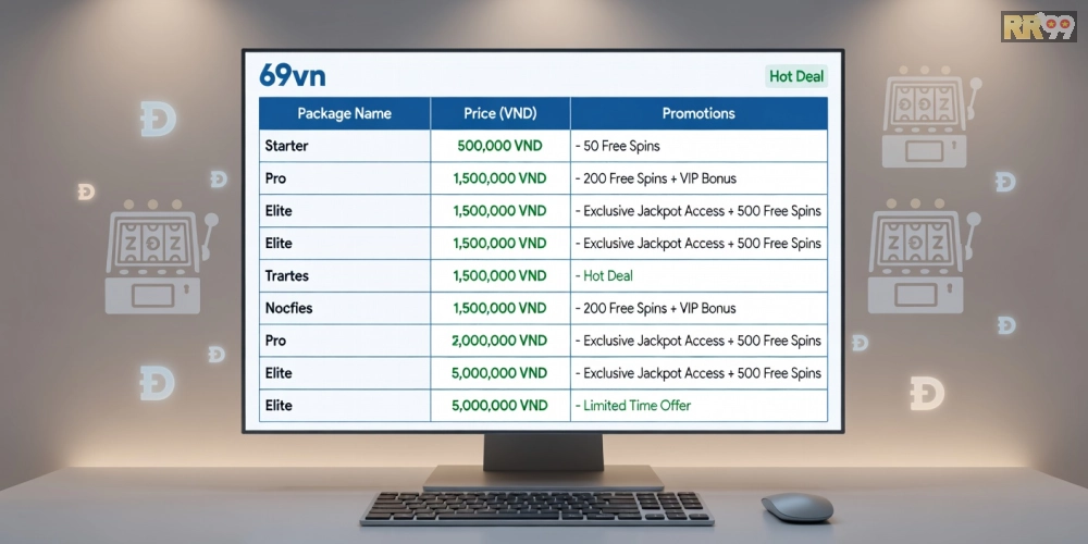 Bảng giá chi tiết các gói quay nổ hũ 69vn cập nhật năm 2025 với ưu đãi hấp dẫn