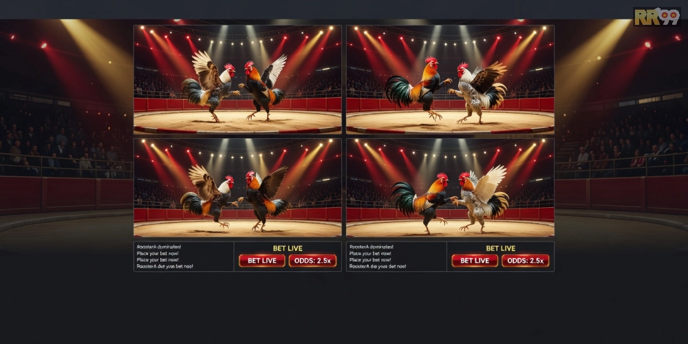 Hình ảnh giao diện trang web đá gà TV với các trận đấu trực tiếp đang phát sóng hấp dẫn